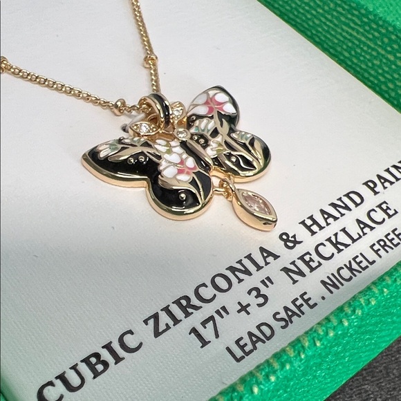 Piper K | Black Butterfly Necklace w/ Cubic Zirconia - Picture 6 of 8